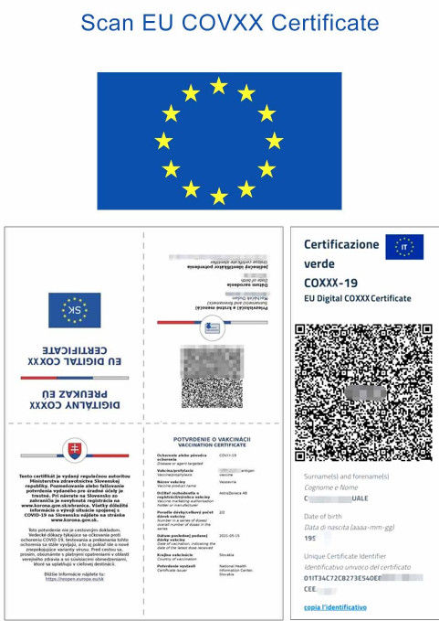 QR πράσινο πέρασμα της ΕΕ ανιχνευτών θερμοκρασίας αναγνώρισης προσώπου αναγνωστών 5Inch κώδικα