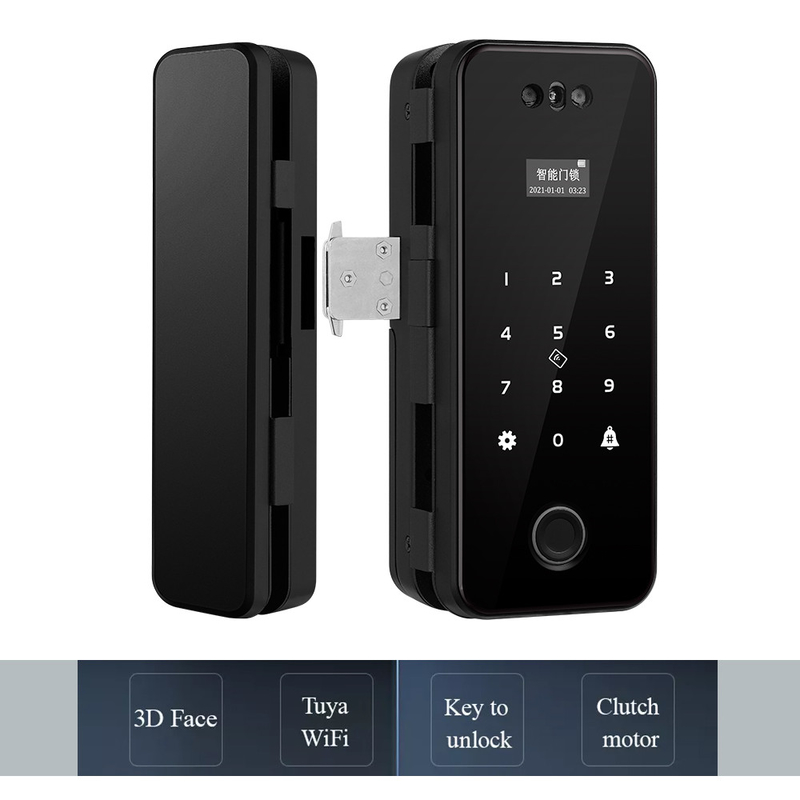 Μαύρο γυαλιού πορτών κλειδαριών Tuya έξυπνο κλειδαριών ψηφιακό δακτυλικό αποτύπωμα προσώπου εγχώριας ασφάλειας τρισδιάστατο