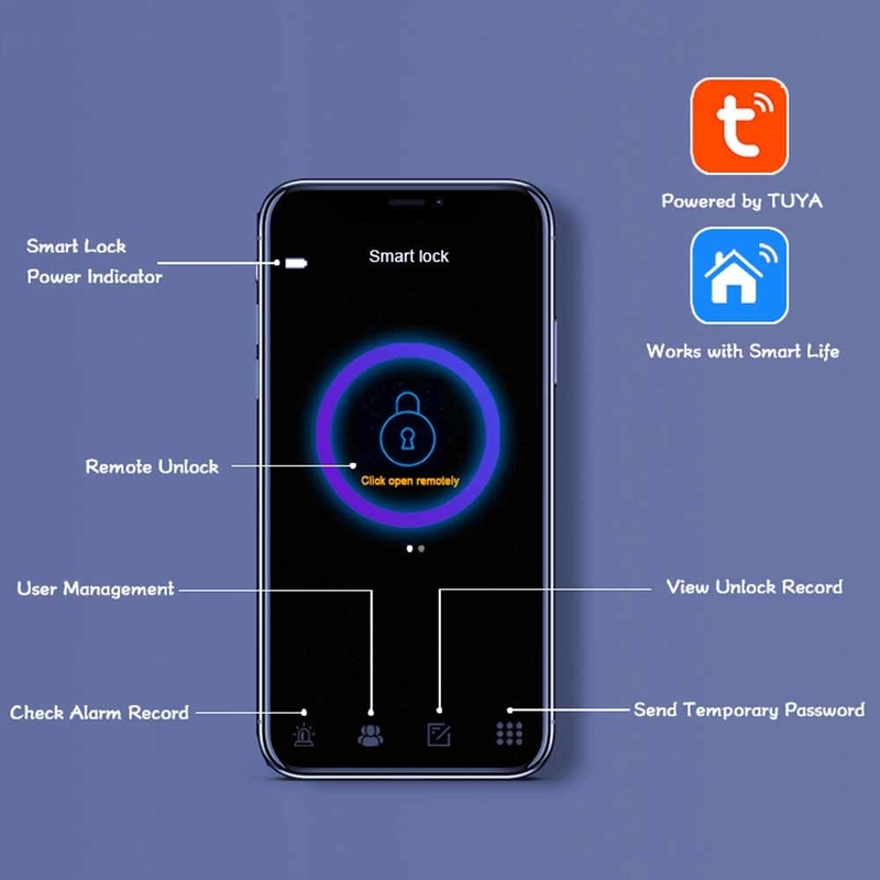 Εγχώριων έξυπνη ευφυής κλειδαριών Tuya Wifi App κλειδαριά πορτών δακτυλικών αποτυπωμάτων ασφάλειας ψηφιακή