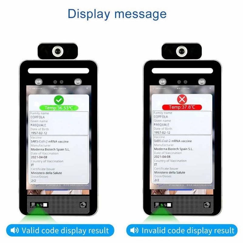 QR πράσινο πιστοποιητικό της ΕΕ DCC ανιχνευτών θερμοκρασίας αναγνώρισης προσώπου περασμάτων κώδικα