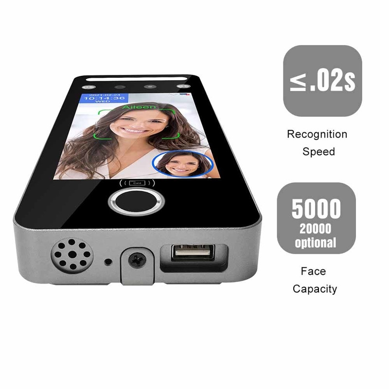 5 του προσώπου QR μηχανών δακτυλικών αποτυπωμάτων χρονικής συμμετοχής ίντσας αναγνώστης καρτών κώδικα Touchless