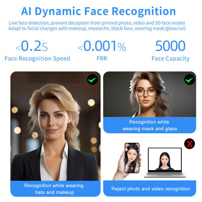 5 Inch Touch Screen Face Fingerprint QR Code Access Control System Waterproof Time Attendance Device